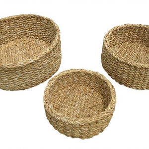 set three oval baskets flat side