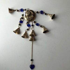 gold bell blue beads